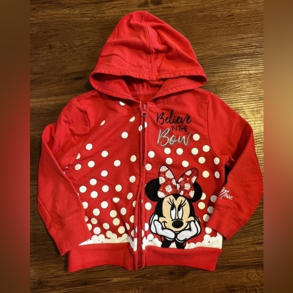 Disney Minnie Mouse bow Zip up hoodie Disney park size small kids
